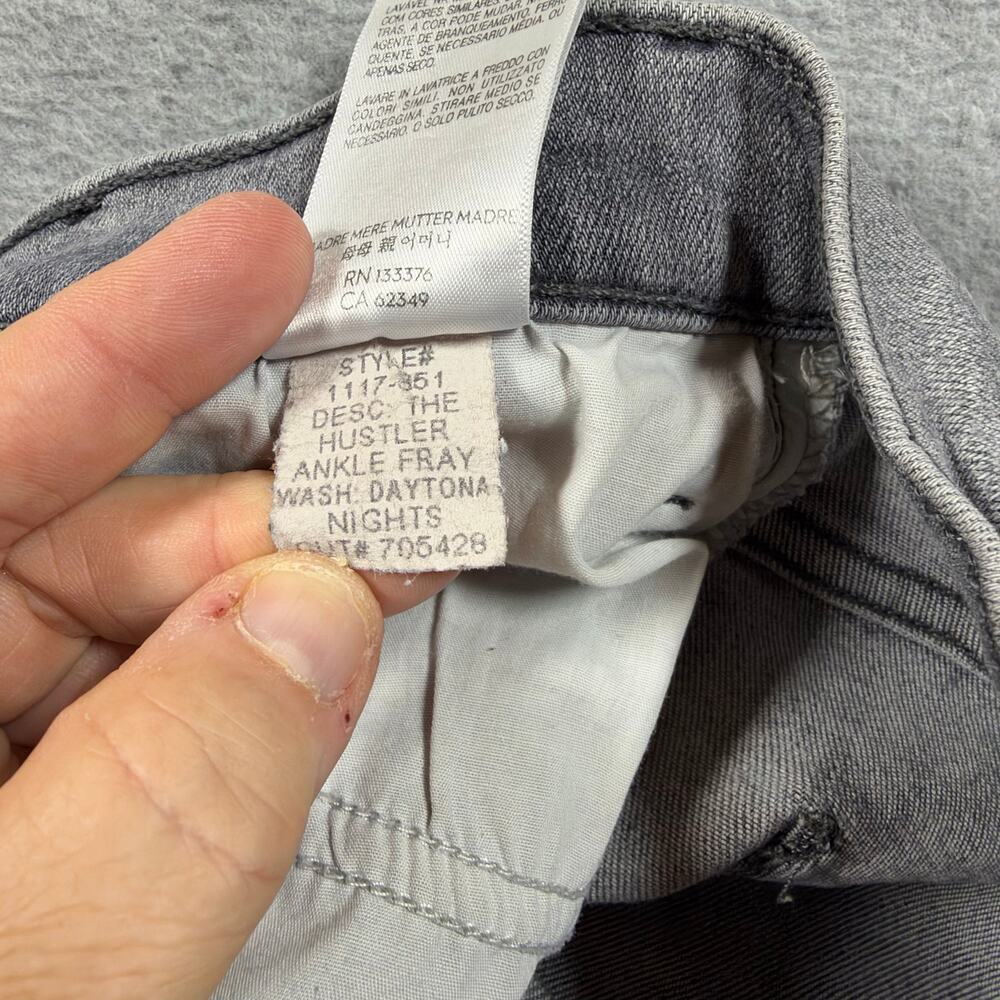 MOTHER Hustler Ankle Fray Daytona Nights Jeans Size 29 Gray Denim Raw Hem - Picture 8 of 11